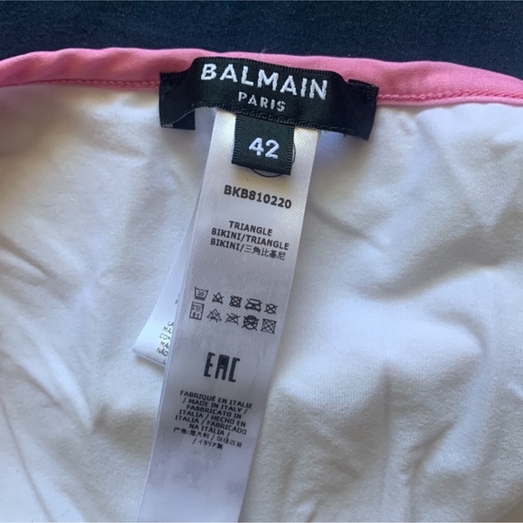 Balmain logo stripped bikini, Size 42/ L - Picture 2 of 5